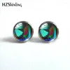 Stud -oorbellen 2024 vlinderpatroon 12 mm ronde glazen cabochon handgemaakte oor sieraden voor vrouwen