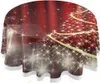 Table Cloth Star Christmas Tree Red Round Tablecloth Winter Snowflake With Lace 60 In Dining Decorative For Holiday Home Party