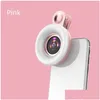 Flash Heads LED Phone Objektiv Selfie Ring Light Mobile Fill HD RO Dimmbare Lampe Schönheit Ringlight Drop -Lieferkameras Fotobeleuchtung Stu otjv8