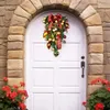 Decorative Flowers Eye-catching Holiday Decoration Exquisite Christmas Door Wreath With Ball Bow Decor Festive Garland For Front