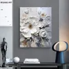 Bloempasto -poster, abstracte witte bloemen canvas schilderij, print wall art picture, modern woonkamer decor niet ingelijst