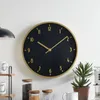 Wall Clocks 20" Round Indoor Black And Gold Analog Clock With Arabic Numbers Living Room Decoration Kitchen Office Use Design 2024