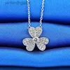 High Version Original 1to1 Brand Vancefe Necklace 925 Silver Three Leaf Heart Necklace Micro Fragmented Diamonds Designer High Quality Necklace