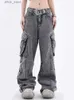 Frauen Jeans 2023 Y2K Strttwear Vintage Grey Plissee Baggy Cargo Jeans Hosen für Frauen Kleidung Straight Lady Hosen Pantn Femme Y240408