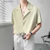 Camicie casual maschile da uomo Summer leggero maschile maturo spalla sciolta a manicotto cubano maniche corta abito di seta corta camicia da colletto set manica corta yq240408