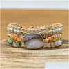 Шармовые браслеты мода с бисером бого украшений ручной работы натуральные камни 3 пряди обертка для женщин Mens Drop Drod