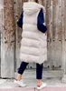 Kurtki damskie długa kamizelka z kapturem jesienna zimowa bez rękawów ciepłe bawełniane puchowe kamizelki pikowana kurtka 5xl 5xl