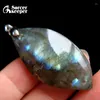 Pendant Necklaces High Quality Big Natural Blue Flash Labradorite Stone Beads Pendants Wholesale Bijoux Necklace For Men's Jewelry SS526