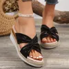 Sandals 2024 Summer Golden High Heel Women's Slope Open Toe Zapatos Mujer Tendencia