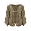 Tricots pour femmes vintage creux de crochet cardigan veste cape jeste saligans solides t-shirts 2024 printemps élégant femelle