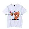 T-shirt maschile nuove magliette da uomo alla moda scoiattolo che beve cocktail feste divertenti magliette di grandi dimensioni top a maniche corte