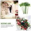 Decorative Flowers 30 Pcs Rose Stem Leaves Floral Wire Faux Plants Flower Branches Fake Indoor