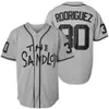 EH6S Men's Polos The Sandlot Benny Rodriguez Baseball Jersey Stitched Movie Sports Shirt Gray White Blue