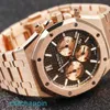 Highend AP Wrist Watch Royal Oak Series 26331 OUR PLAQUE FACE BROWN avec diamètre 41 mm Mécanique automatique Mens 18K Rose Gold complet