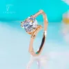 Cluster anneaux fentteci bambou Moisanite ring s925 argent sterling rose rose plaqué bras torsadé riveau beaux-bijoux pour les femmes proposition de mariage