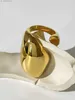 Cluster Rings Perisbox Modern Pure Gold Plated Extra Large Open Dome Ring Womens Short and Fat Statement Big Finger Ring Fashion Party Jewelry240408