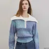 Designer kvinnors stickor tees elle franska haute couture marin krage gradient ulltröja för kvinnor 2023 höst/vinter ny fashionabla nischtröja