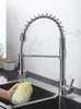 Kitchen Faucets Matte Black Deck Mounted Mixer Tap 360 Degree Rotation Stream Sprayer Nozzle Sink Cold Taps