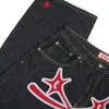 Calça jeans de jeans roxa calça jeans calças de alta qualidade de alta qualidade de streetwear retro calças de moletom casual