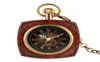 Steampunk vine carré réel bois automatique de poche mécanique montre les femmes femmes squelettes cadran des montres pendentifs horloge6846606