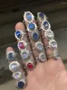 Cluster Rings BOCAI S925 Silver Jewelry Open Small Flower Woman Ring Natural Moonstone Labradorite Fresh And Lovely Gift