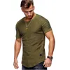 Herren-T-Shirts Kurzarm Männer T-Shirt Falten-Shodierer Jacquard Striped Slim Fit Tshirt Longline Hem Hip Hop Streetwear4753017 Drop de Dhmuy