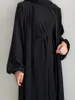 Casual Dresses Siskakia Ramadan Eid Muslim sätter ärmlös under klänning med bältet öppen kimono etnisk blygsam marockansk saudisk kaftan