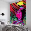 Tapestries Smoke Cool Girl Art Tapestry Wall Hanging Hippie Blanket Kawaii Room Decor Boho Home Dorm Yoga Mat Sheets