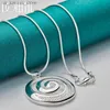 قلادة قلادة Doteffil 925 Sterling Silver AAA Zircon round Spiral Pendant Necklace 16-30 inch for woman man Charm Gdeting Jewelry240408I487