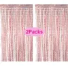 Party Decoration 2 Pack Foil Curtain Silver Rose Gold Glitter Shimmer Fringer Curtains Baby Shower Birthday Wedding Backdrop Decorations