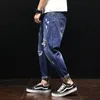 Men Summer Ripped Longle Longueur Plus Taille Jeans 38 40 42 Harem Holes Hip Hop Pantmand Denim Scratted Loose Boys Pants 240323