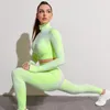 2PCS Femmes sans couture Yoga Set Workout Sportswear Pymnas Gym Fitness Fitness Long Crop Top High Waist Leggings Sports Costumes 240402