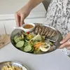 Tallrikar koreanska kreativa rostfritt stål stekt kycklingbiffplatta industriell sallad runt mellanmål kök tillbehör