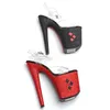 Dance Shoes Leecabe 20cm/ 8inches PVC Upper Trend Fashion Glitter Red-black Color Platform High Heel Sandals Pole