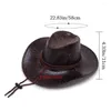 Bérets en cuir cowboy chapeau mode gentleman western chapeaux de soleil d'été capes chevaliers jazz hommes femmes