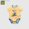 Rompers Summer Baby Boy Romper 12-36 miesięcy nowonarodzone ubrania pełzające dla chłopców Bodysuny okrągły szyję pojedyncze ramię ubranie L47