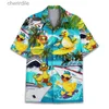 Chemises décontractées pour hommes Nouveaux chemises de chien de canard imprimées 3D Mentes surdimensionnées Hawaiian Shirt Top Summer Aloha Shirt Casual Abède Street Childrens Garnières courtes YQ240408