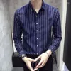 Camisas de vestido masculinas de manga longa de estilo clássico de camisa moda de algodão moderna top casual bela marca levantamento