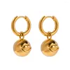 Boucles d'oreilles en peluche Néfaire 18k Gold PVD Plaqué tendance en acier inoxydable Ball Ball Romantic Charm Bijoux pour les femmes Gift