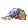 Ball Caps Coton Baseball Cap Breamable Hip-Hop Tie Dye Print Visor Soleil Chapeur de camionneur multicolore A réglable