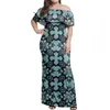 Party Dresses Drop Customized Polynesian Tribal Style Print Womens Clothing One Shoulder Ruffle Maxi Factory Price