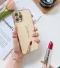 Pour iPhone 14 Pro Max Cas de luxe Gold Mirror Reflection Shell Phonecase 9 Tynes Designer Golden Pattern Cover 13P 12 11 XR XS 8 7030029