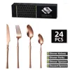 Ensembles de vaisselle Couvreries Ensemble en acier inoxydable Gol Couteaux Dessert Forks Caxe Caxe Cuisine Vole du lave-vaisselle Cadeau