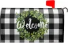 Couvre la boîte aux lettres magnétique standard couronne verte Buffalo Plaid Boîte aux lettres Cover Welcome Boîte aux lettres décalouteaux Boîte à lettres Post Box LL