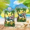 Men's Casual Shirts Hip Hop Hawaiian Shark Shirt Mens Clothing Fun Animal Shaped Beach Shirt Aloha Surfing Flip Collar Shirt Vacation Short Sleeve yq240408