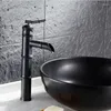 Rubinetti del lavandino da bagno a forma di bambù alto tazzino di bacino a cascata in bronzo nero alto tappo di bacino di ottone freddo b-056