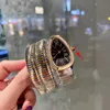 Damenbeobachtungsbrand Schlange Watch hochwertige drei Ring Diamond Watch Automatic Quartz Watch