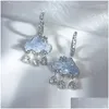 Orecchini per prigionieri 2 pezzi Cute Cloud Blue Crystal Rain Gocce Orecchio Estetico Kawaii Zircon Year Gioielli Regali Gift Otymi Otymi