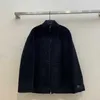 Kvinnorjackor Designer Autumn and Winter Simple and Lazy Style Black Loose Versatile Zipper Stand Up Neck Plush Coat 75T7