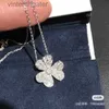 High version Original 1to1 Brand Necklace Clover Pure Silver Necklace Womens Celebrity Fashion Style Plated Pure Designer High Quality Choker Necklace